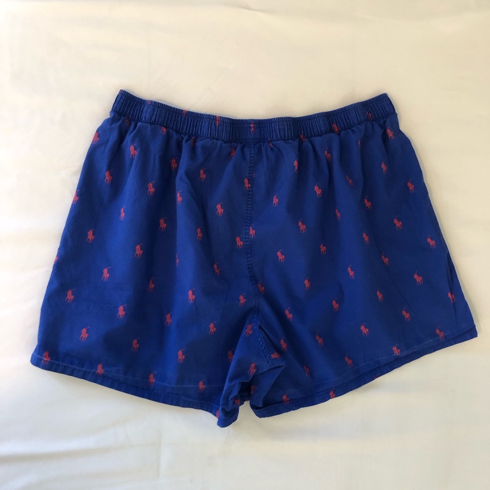 Polo by Ralph Lauren Blue Boxer Shorts with Red Pony Motif - Picture 2 of 4